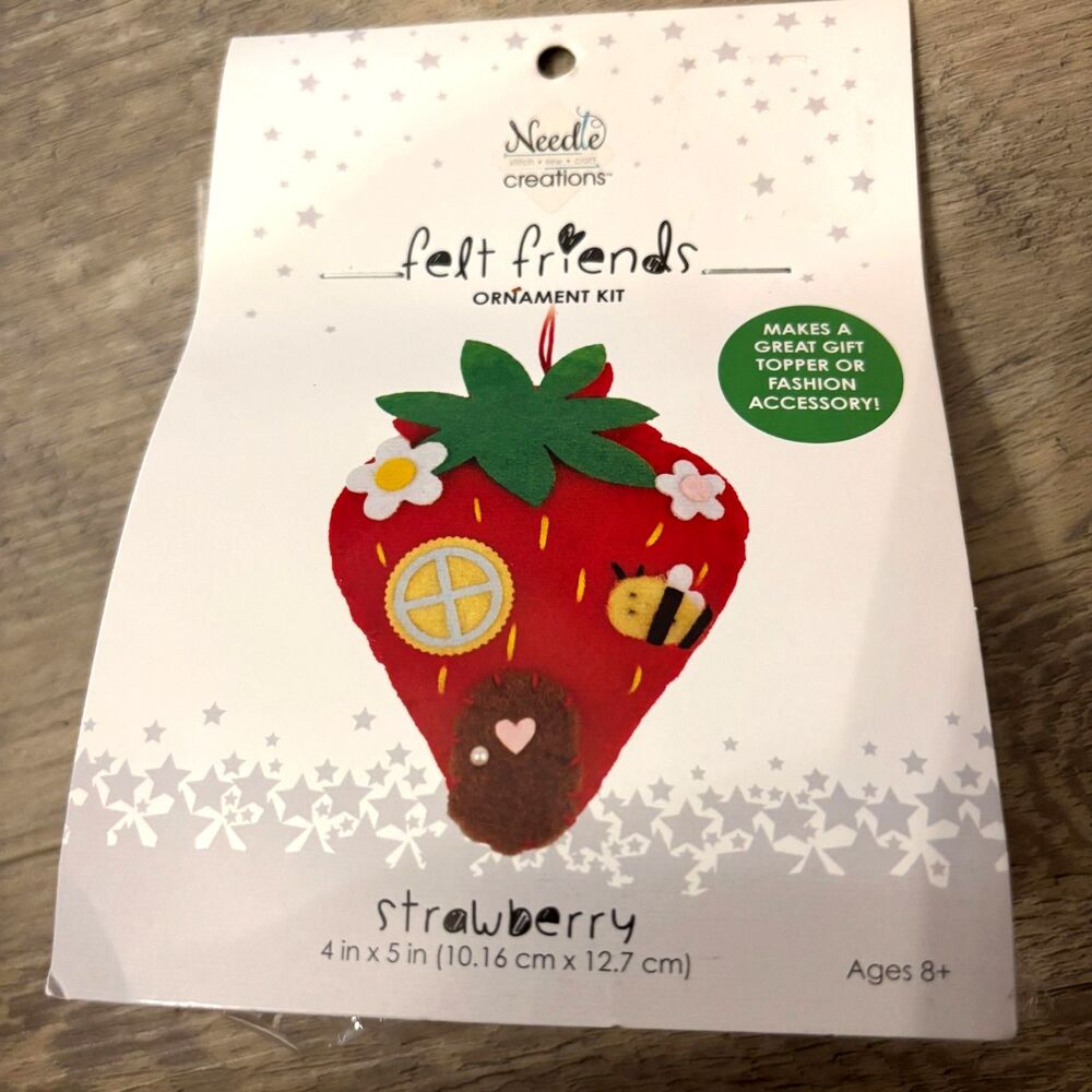 Needle Creations Felt Friends Strawberry Ornament Kit DIY Craft Ages 8+ New
